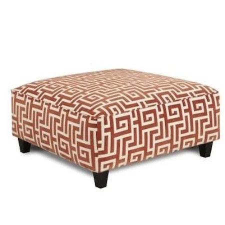 Contemporary Square Ottoman with Tapered Wood Legs